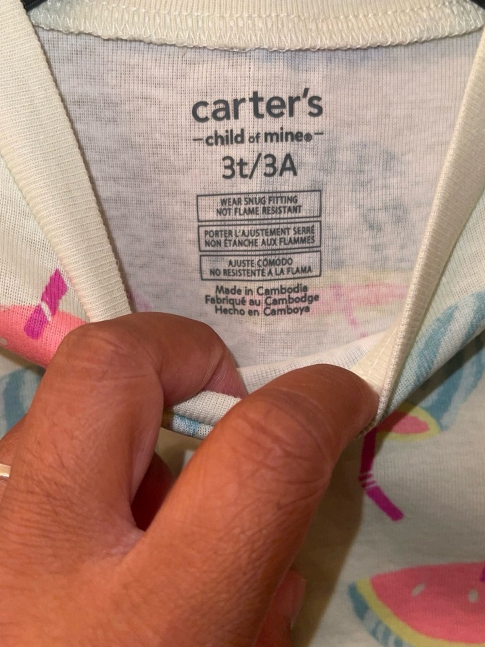 Carter's Mint Short Sleeve Pajama Set with Pink & Aqua Watermelon Print - Picture 4 of 4